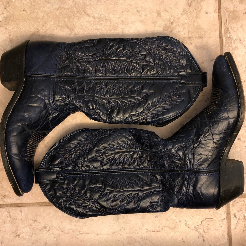 Blue Leather Cowboy Boots